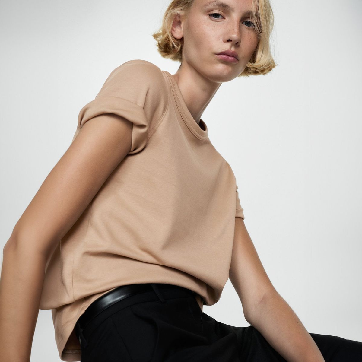 MANGO - Polera Algodón Manga Corta Mujer Mango