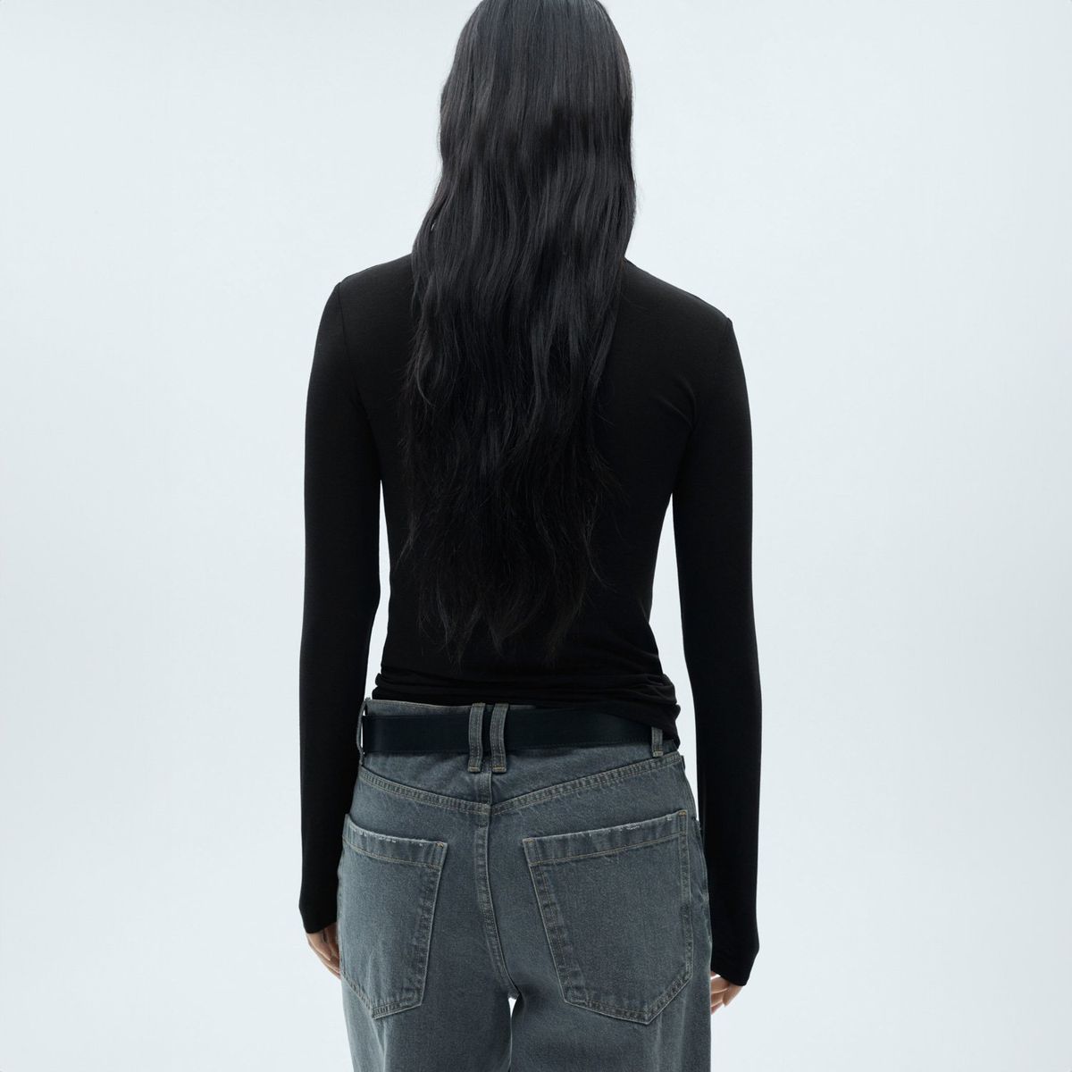 MANGO - Polera Manga Larga Cuello Redondo Mujer Mango