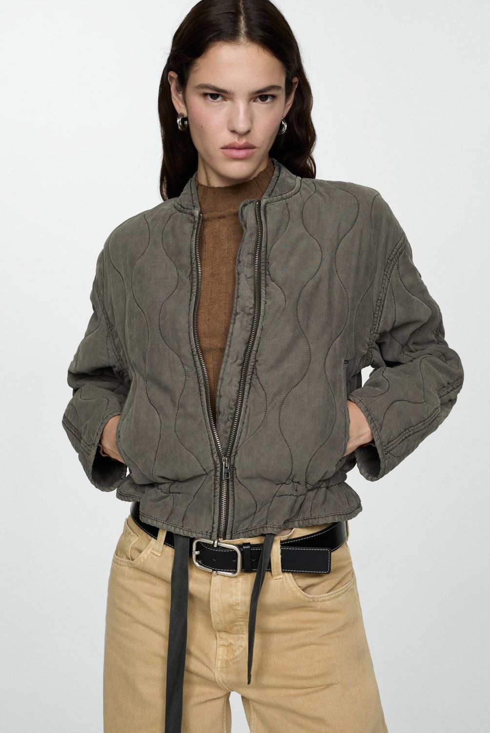 MANGO - Chaqueta Acolchada Fruncido Mujer Mango