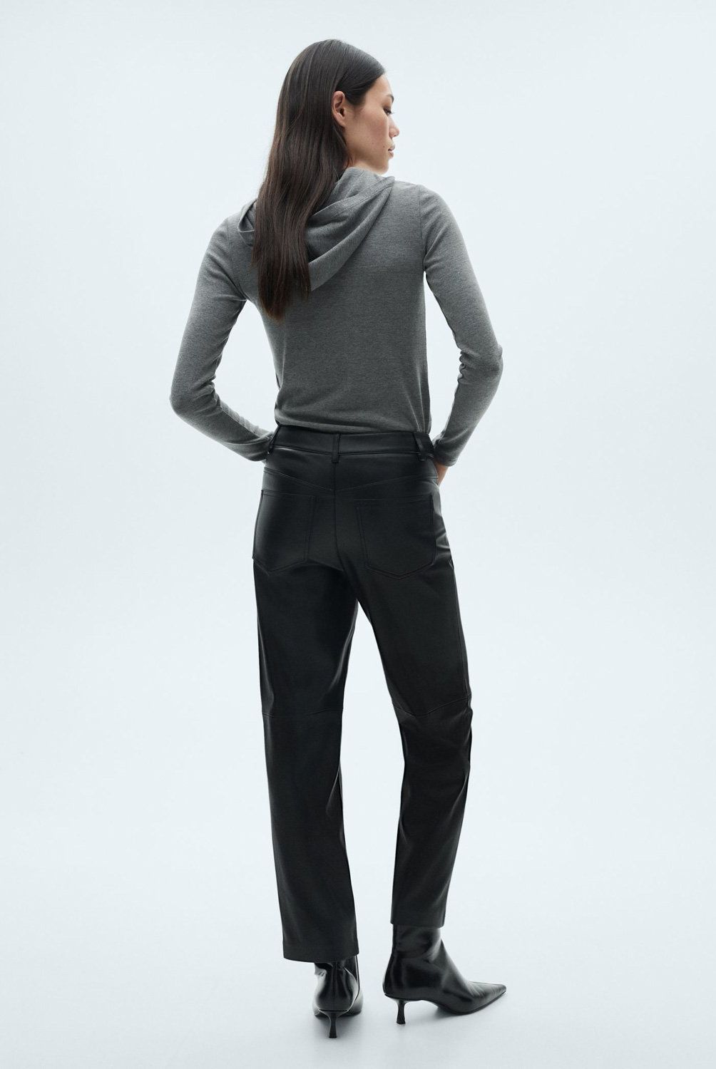 MANGO - Pantalón Recto Efecto Piel Mujer Mango