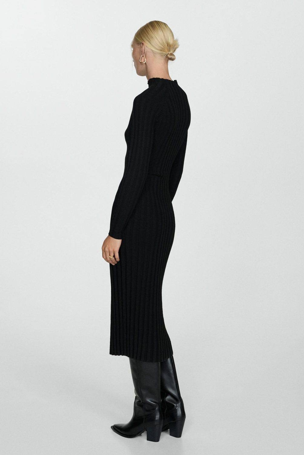 MANGO - Vestido Canalé Cuello Perkins Mujer  Mango