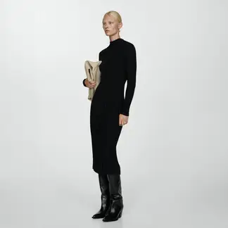 MANGO - Vestido Canalé Cuello Perkins Mujer