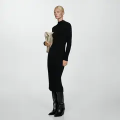 MANGO - Vestido Canalé Cuello Perkins Mujer