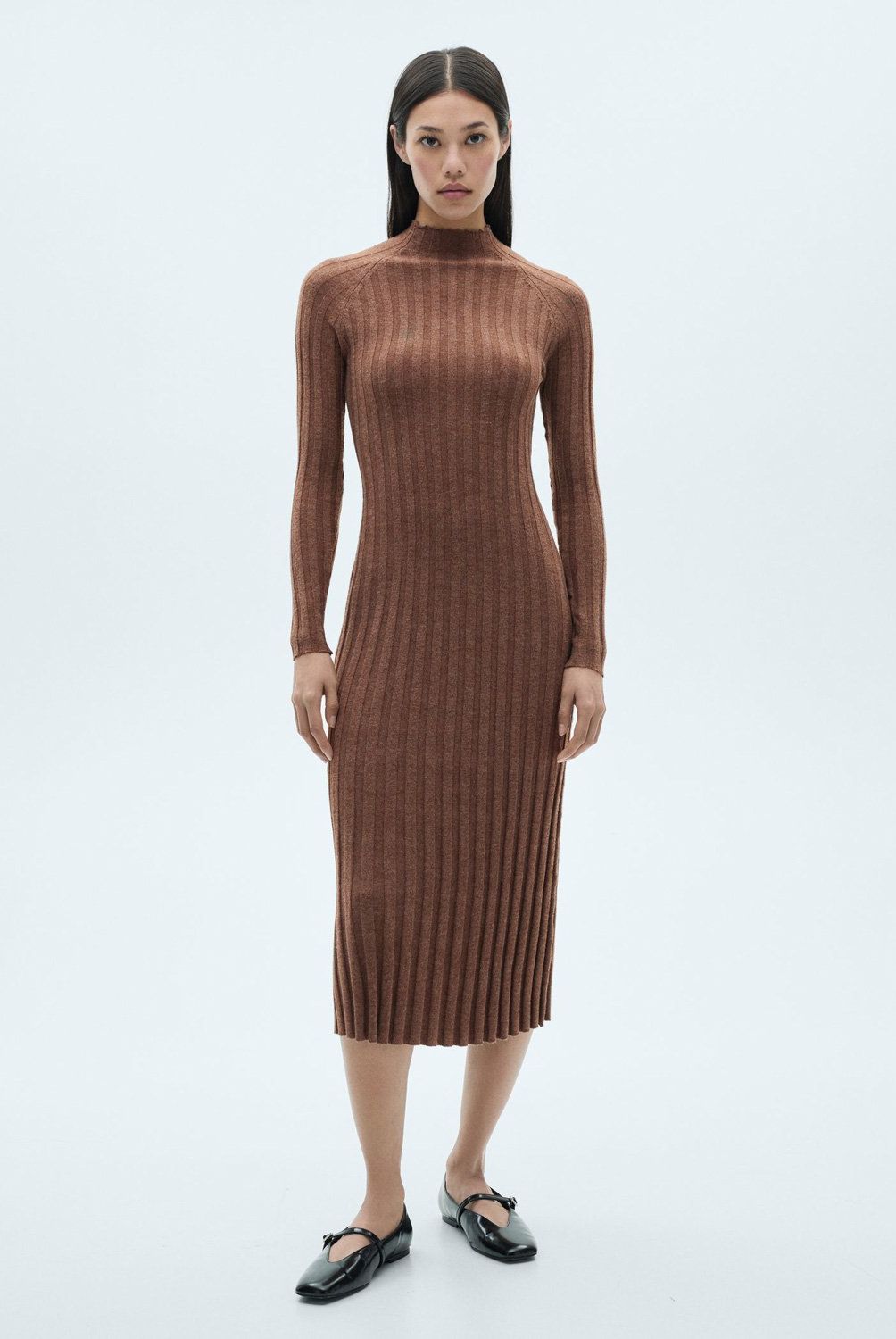 MANGO - Vestido Canalé Cuello Perkins Mujer  Mango