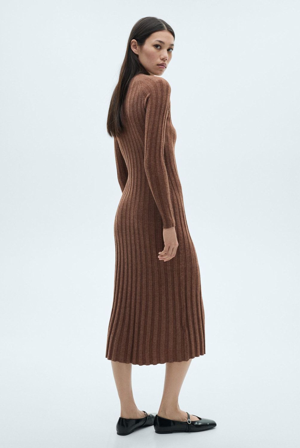 MANGO - Vestido Canalé Cuello Perkins Mujer  Mango