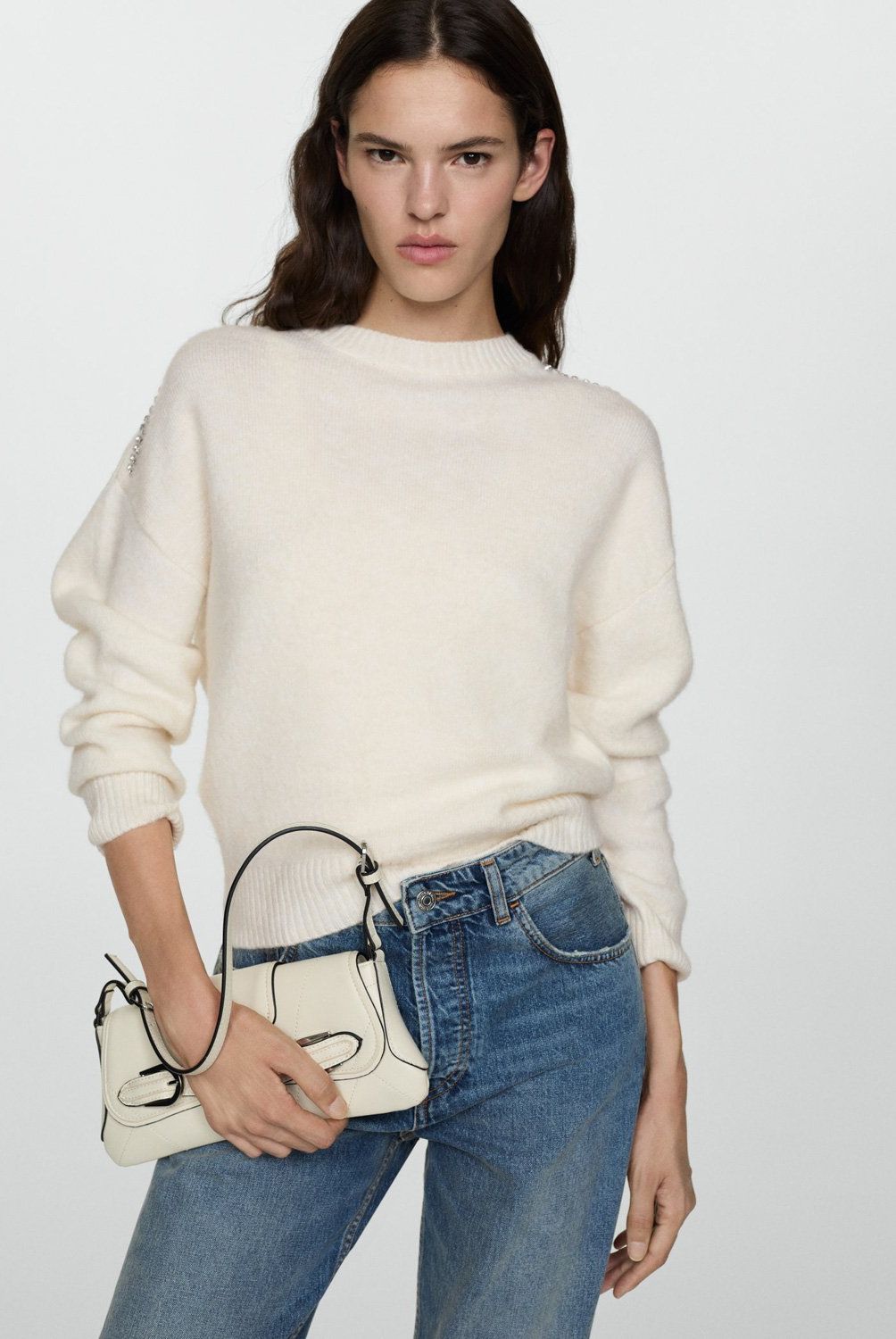 MANGO - Sweater Punto Detalle Brillos Mujer Mango