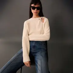 MANGO - Sweater Punto Abertura Mujer
