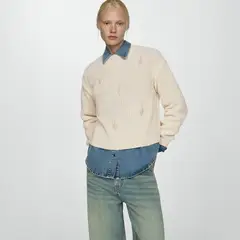 MANGO - Sweater Punto Grueso Perlas Mujer