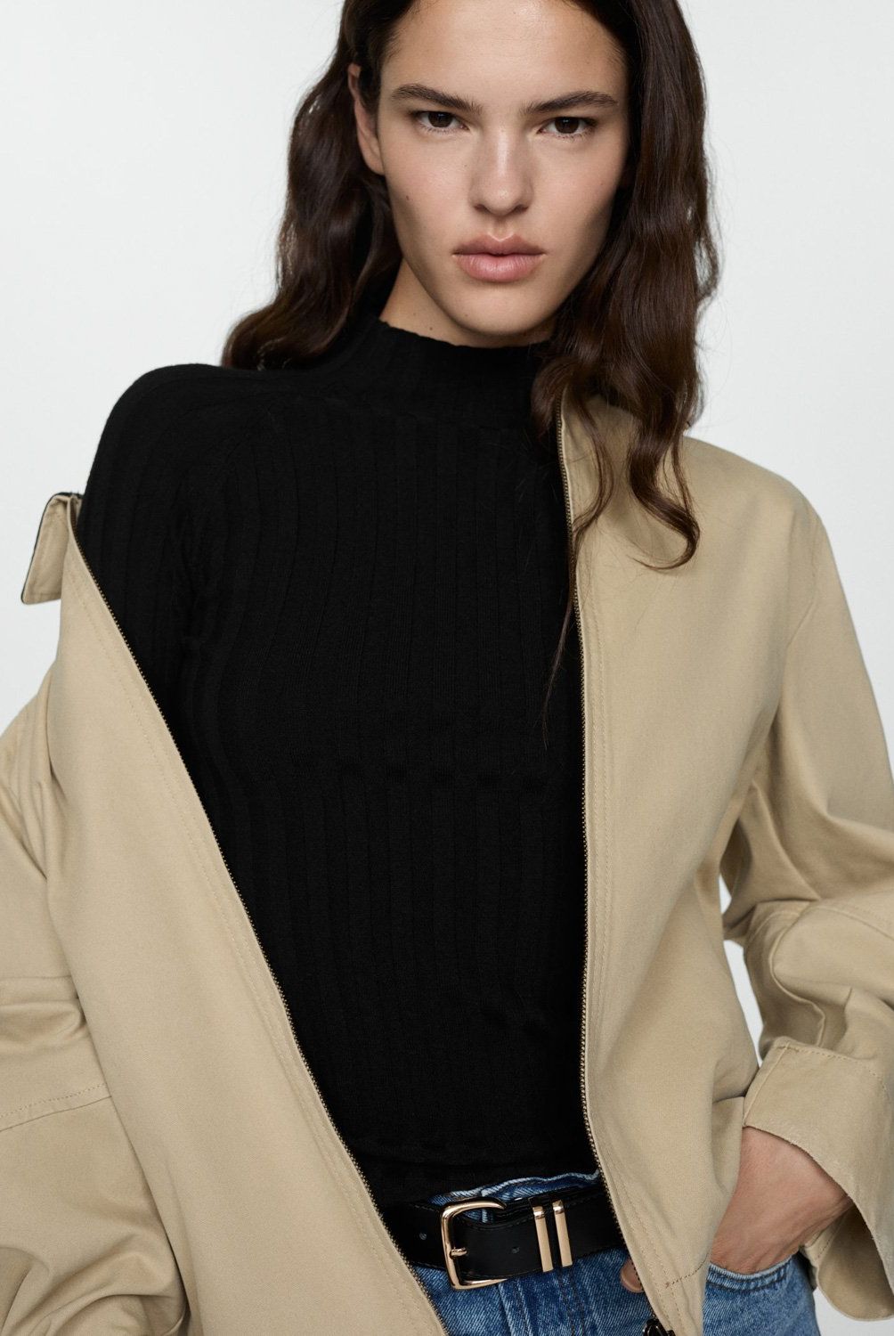 MANGO - Sweater Canalé Cuello Perkins Mujer Mango