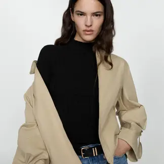 MANGO - Sweater Canalé Cuello Perkins Mujer