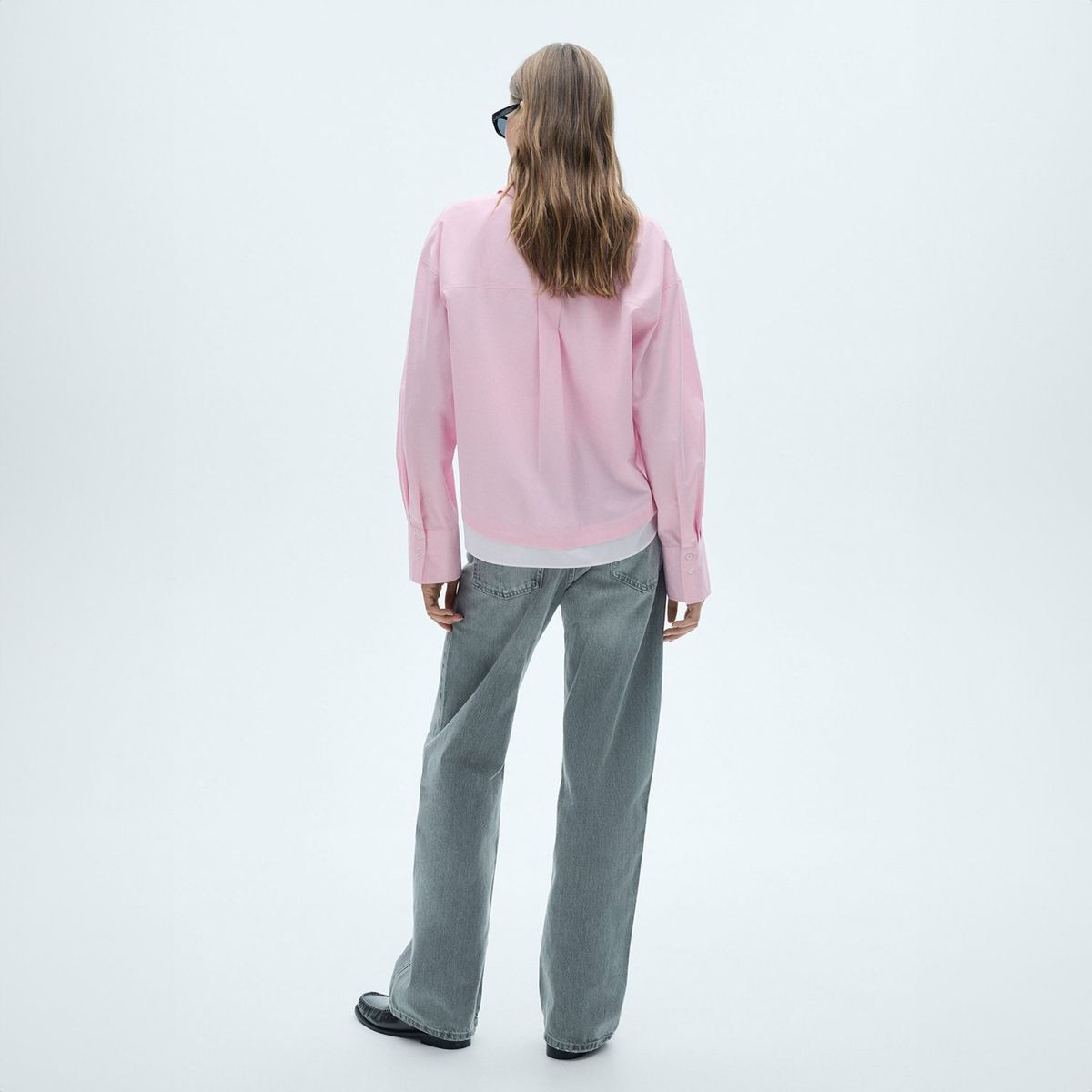 MANGO - Blusa Oversize Bajo Contraste Mujer Mango