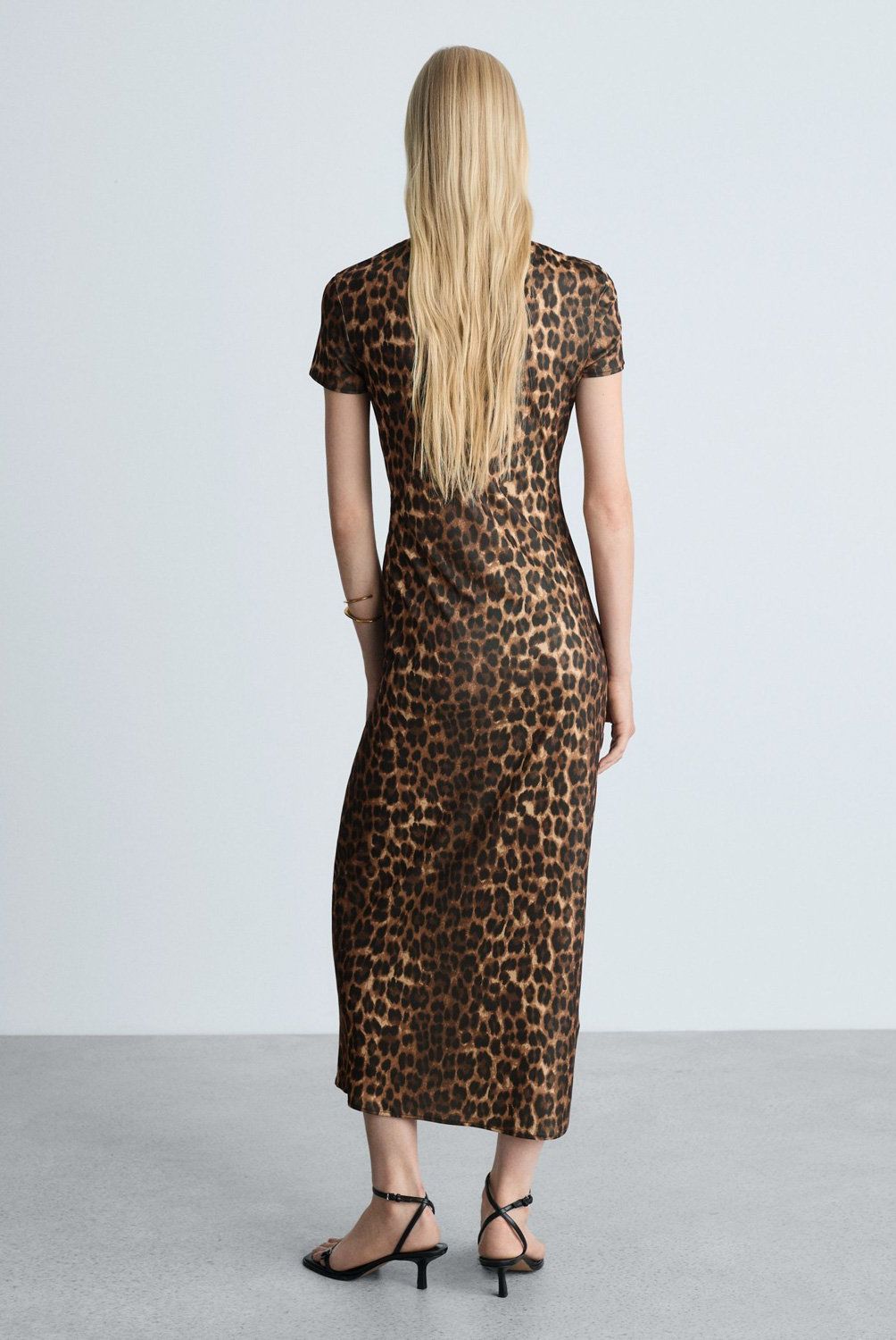 MANGO - Vestido Leopardo Detalles Fruncidos Mujer  Mango