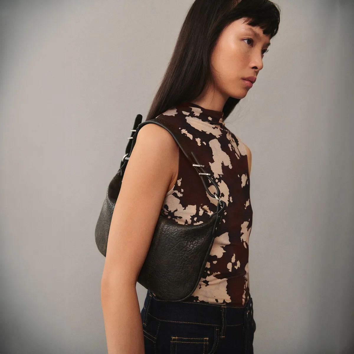 MANGO - Top Estampado Cuello Perkins Mujer Mango