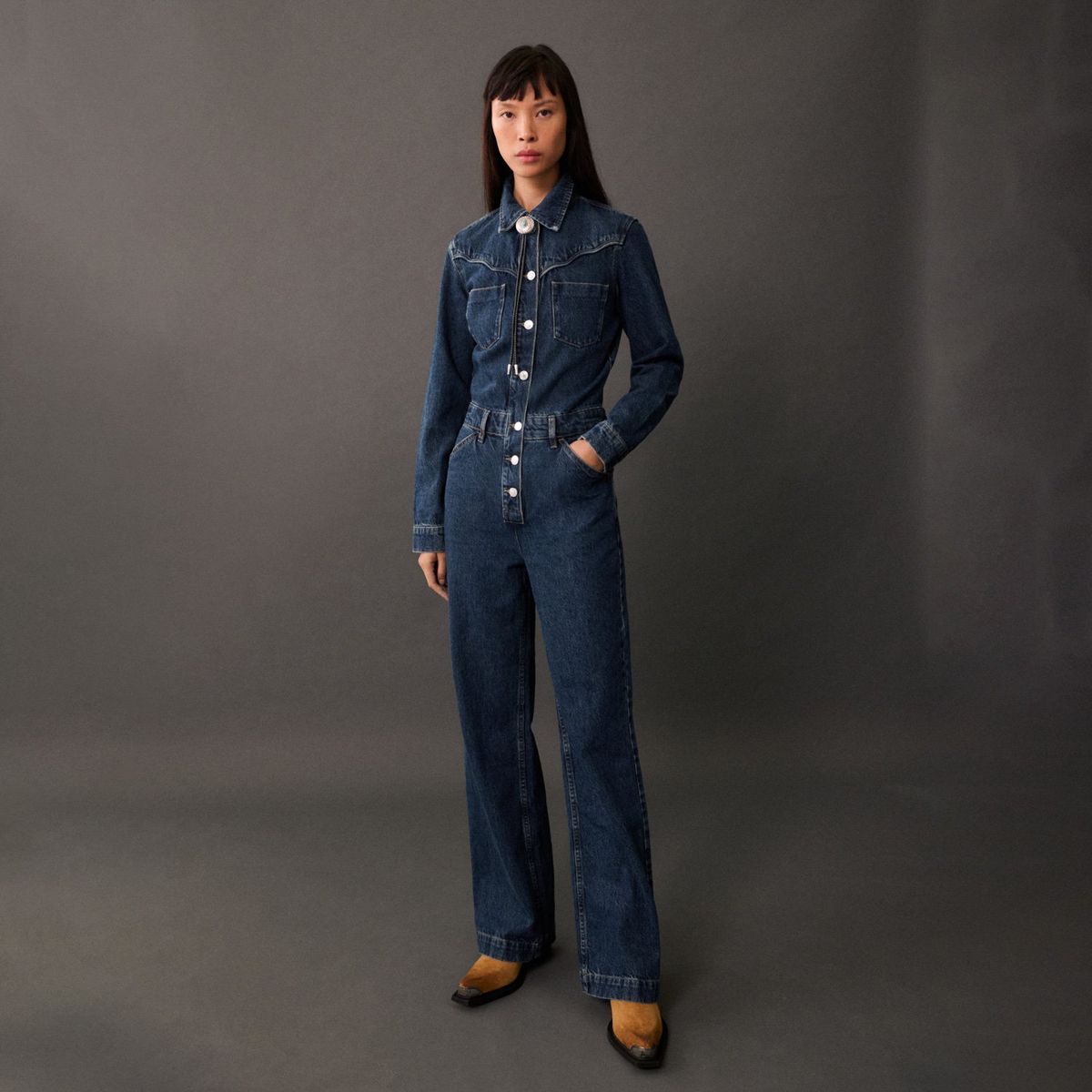 MANGO - Enterito Vaquero Largo Mujer  Mango