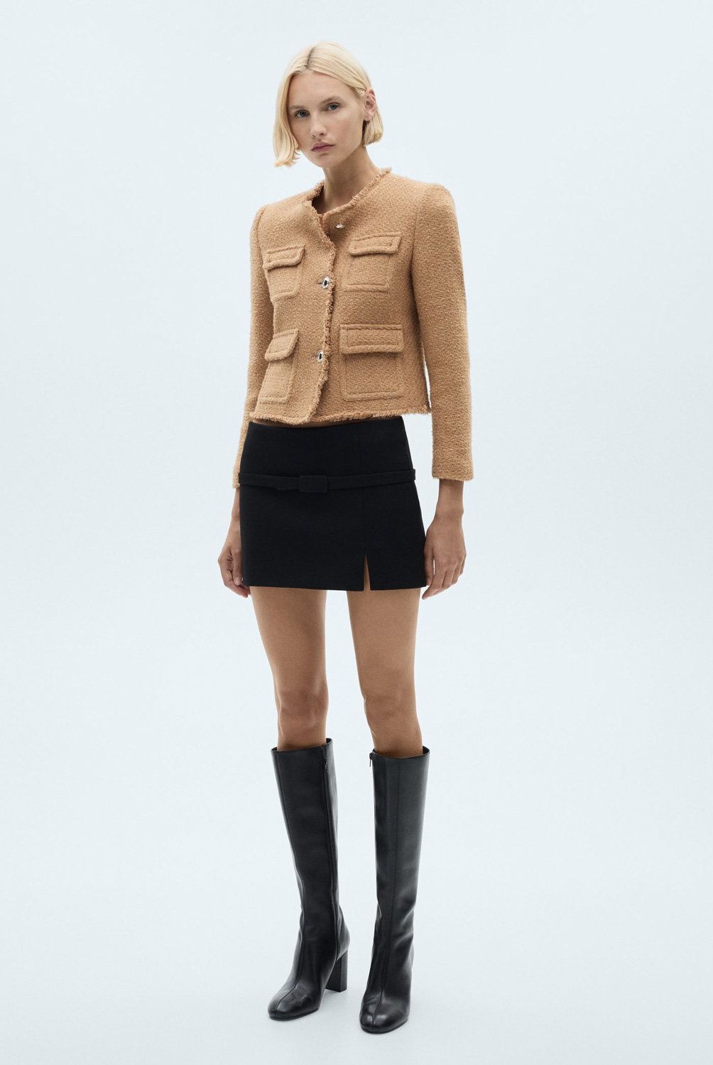 MANGO - Chaqueta Tweed Bolsillos Mujer Mango