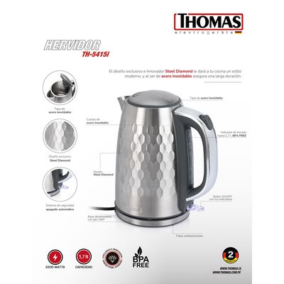 Imagen 2 del producto Hervidor Steel Diamond 1.7lt TH 5415i