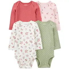 CARTER'S - Pack de Bodys Algodón 4 unidades Bebé Niña