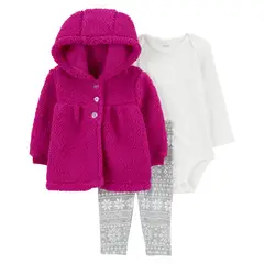 CARTER'S - Conjunto 3 Piezas Polerón, Calza Y Body Bebé Niña