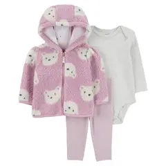 CARTER'S - Conjunto 3 Piezas Polerón, Calza Y Body Bebé Niña