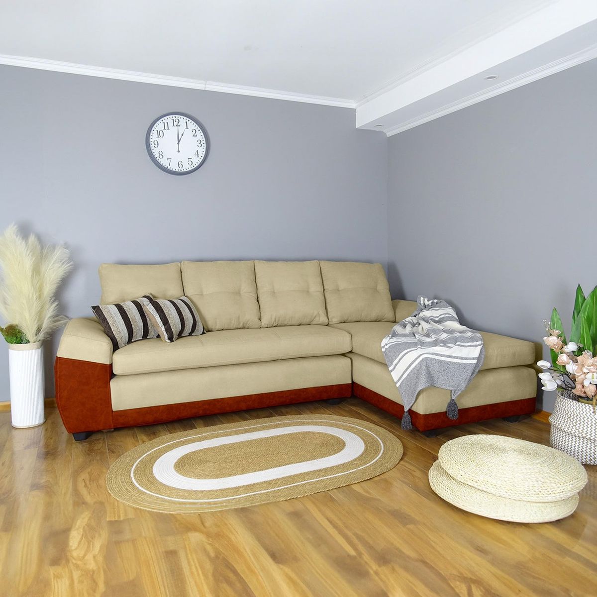 COMERCIALIZADORA ELEGANT DETAIL - Sofá Seccional Derecho Tela 5 Cuerpos Bicolor Houston Elegant Detail