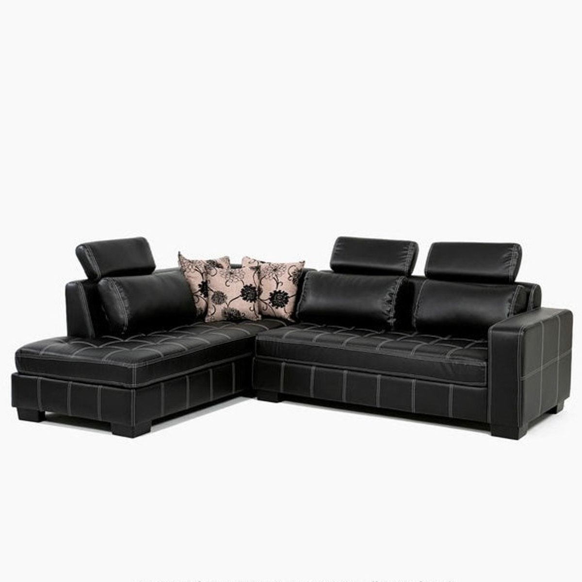 SPAZZIO - Sofá Seccional Izquierdo 3 Cuerpos New Pathners Negro Spazzio