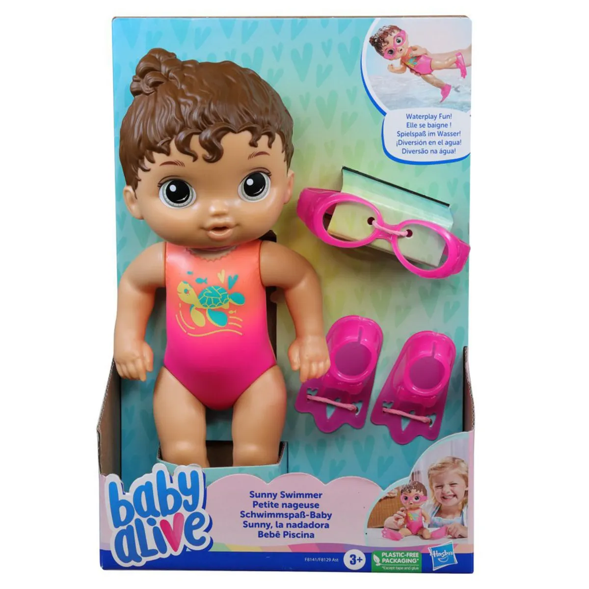 BABY ALIVE - Muñeca Sunny La Nadadora Cabello Castaño Baby Alive