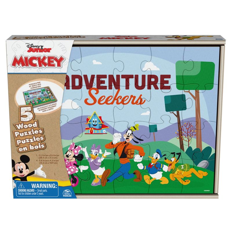 SPIN GAMES - Puzzle De Madera Mickey 5 En 1 Spin Games