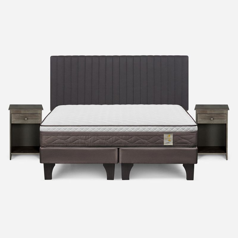 ROSEN - Cama Europea New Style 4 2 Plazas + Set Muebles Lucio Rosen
