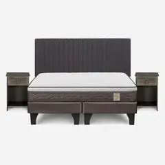 ROSEN - Cama Europea New Style 4 2 Plazas + Set Muebles Lucio