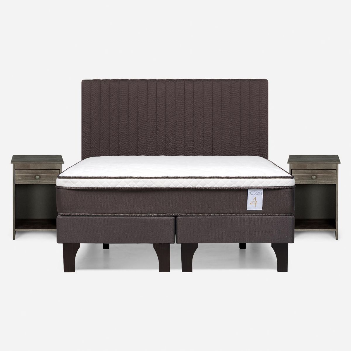 ROSEN - Cama Europea New Style 4 2 Plazas + Set Muebles Lucio Rosen