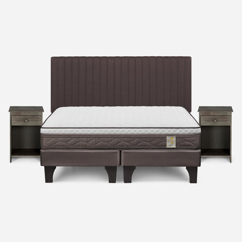 ROSEN - Cama Europea New Style 4 2 Plazas + Set Muebles Lucio Rosen