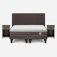 ROSEN - Cama Europea New Style 4 2 Plazas + Set Muebles Lucio