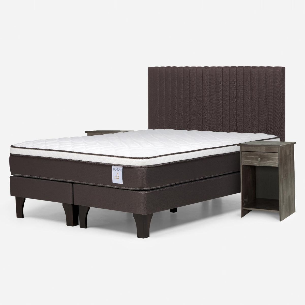 ROSEN - Cama Europea New Style 4 2 Plazas + Set Muebles Lucio Rosen