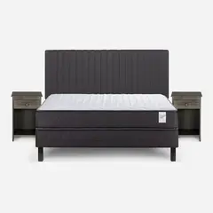 ROSEN - Cama Europea Wave 2 Plazas + Set De Muebles Lucio Grafito