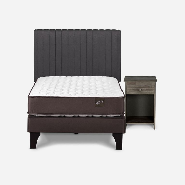 Cama Europea New Ergo T 1.5 Plazas x 2.00 mt + Respaldo + 1 Velador