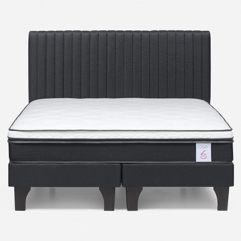 ROSEN Cama Europea New Style 6 2 Plazas x 2.00 mt Base Dividida + Respaldo