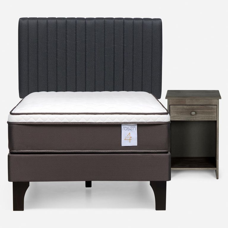 Cama Europea New Style 4 Plus Plus 1.5 Plazas x 2.00 mt + Respaldo + 1 Velador