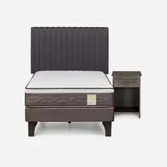 ROSEN - Cama Europea New Style 4 1.5 Plazas + Set Muebles Lucio