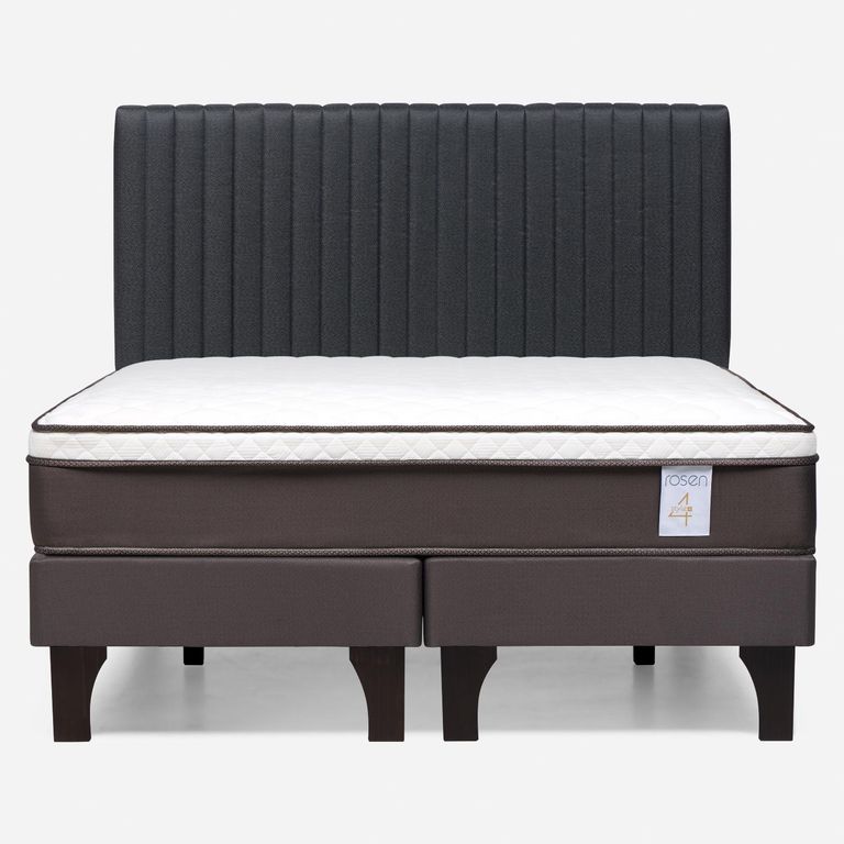 Cama Europea New Style 4 Plus Plus 2 Plazas x 2.00 mt Base Dividida + Respaldo
