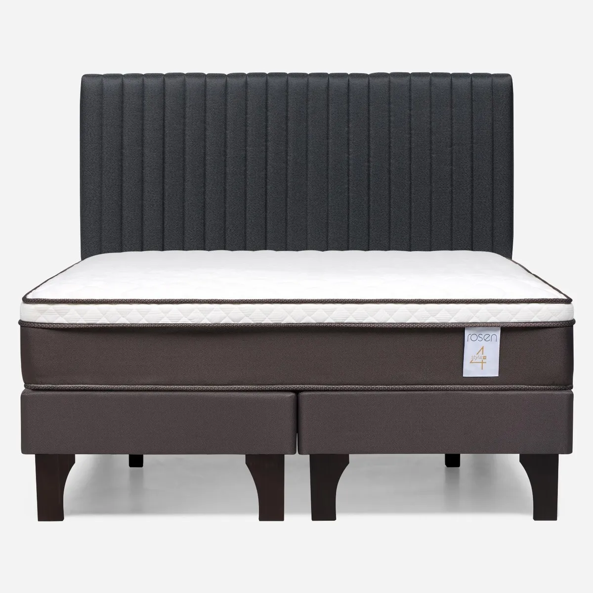 ROSEN - Cama Europea New Style 4 2 Plazas + Respaldo Lucio Rosen