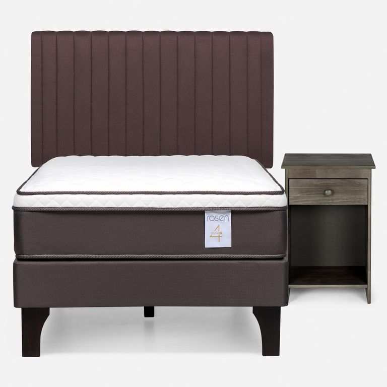Cama Europea New Style 4 Plus Plus 1.5 Plazas x 2.00 mt + Respaldo + 1 Velador