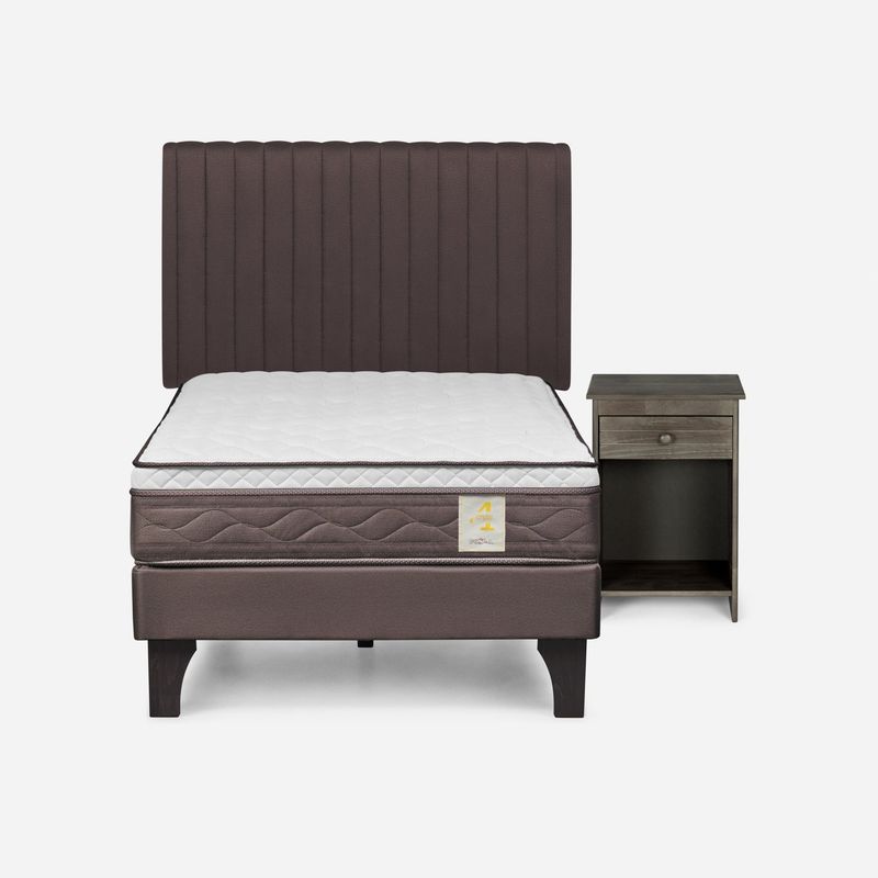 ROSEN - Cama Europea New Style 4 1.5 Plazas + Set Muebles Lucio Rosen