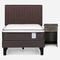 ROSEN - Cama Europea New Style 4 1.5 Plazas + Set Muebles Lucio