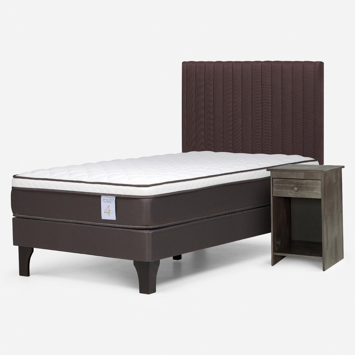 ROSEN - Cama Europea New Style 4 1.5 Plazas + Set Muebles Lucio Rosen