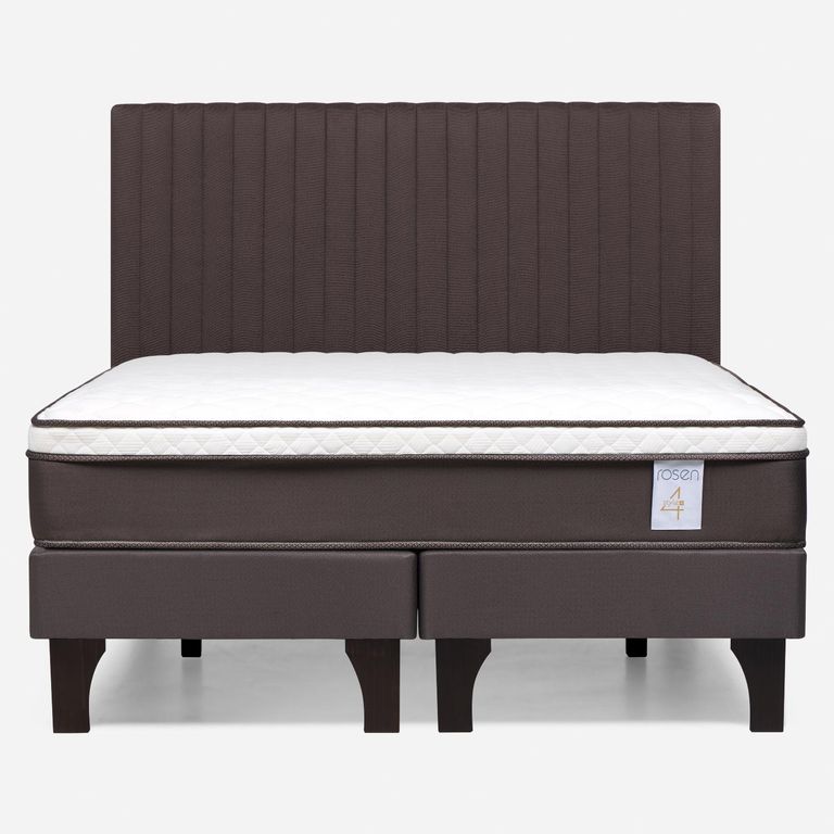 Cama Europea New Style 4 Plus Plus 2 Plazas x 2.00 mt Base Dividida + Respaldo