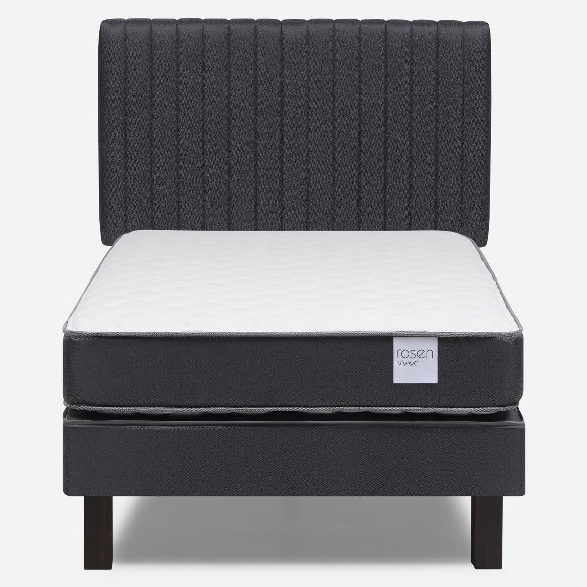 ROSEN - Cama Europea Wave 1.5 Plaza + Respaldo Lucio Grafito Rosen