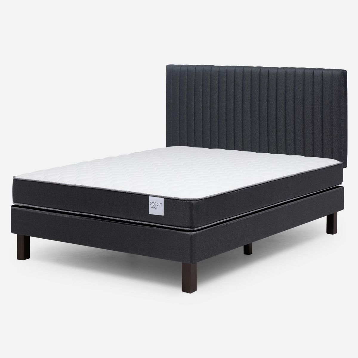 ROSEN - Cama Europea Wave 2 Plazas + Respaldo Lucio Grafito Rosen