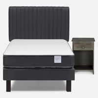Cama Europea Wave 1.5 Plaza + Set De Muebles Lucio Grafito