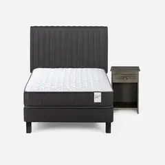 ROSEN - Cama Europea Wave 1.5 Plaza + Set De Muebles Lucio Grafito