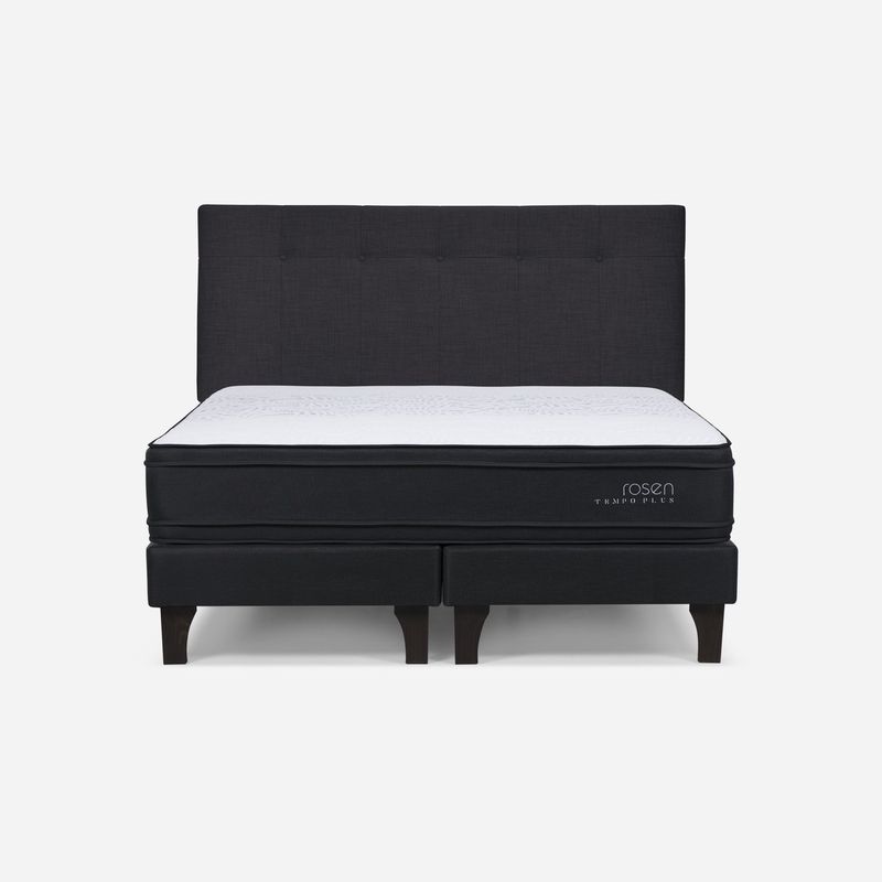 ROSEN - Cama Europea Tempo Plus 2 Plazas + Respaldo New Bennet  Rosen